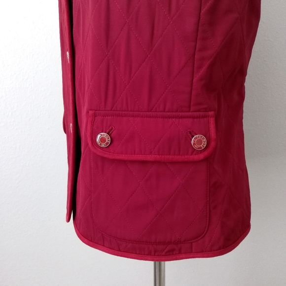 Talbots Deep Red Quilted Button Up Vest With Pockets, Size Medium - Picture 6 of 13